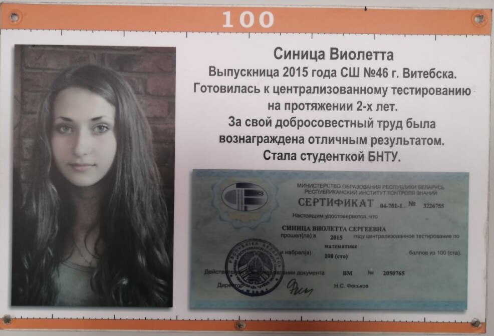 Сертификат ученика Синица