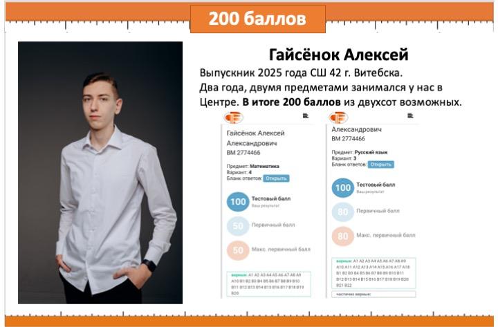 Сертификат ученика Гайсенок Алексей